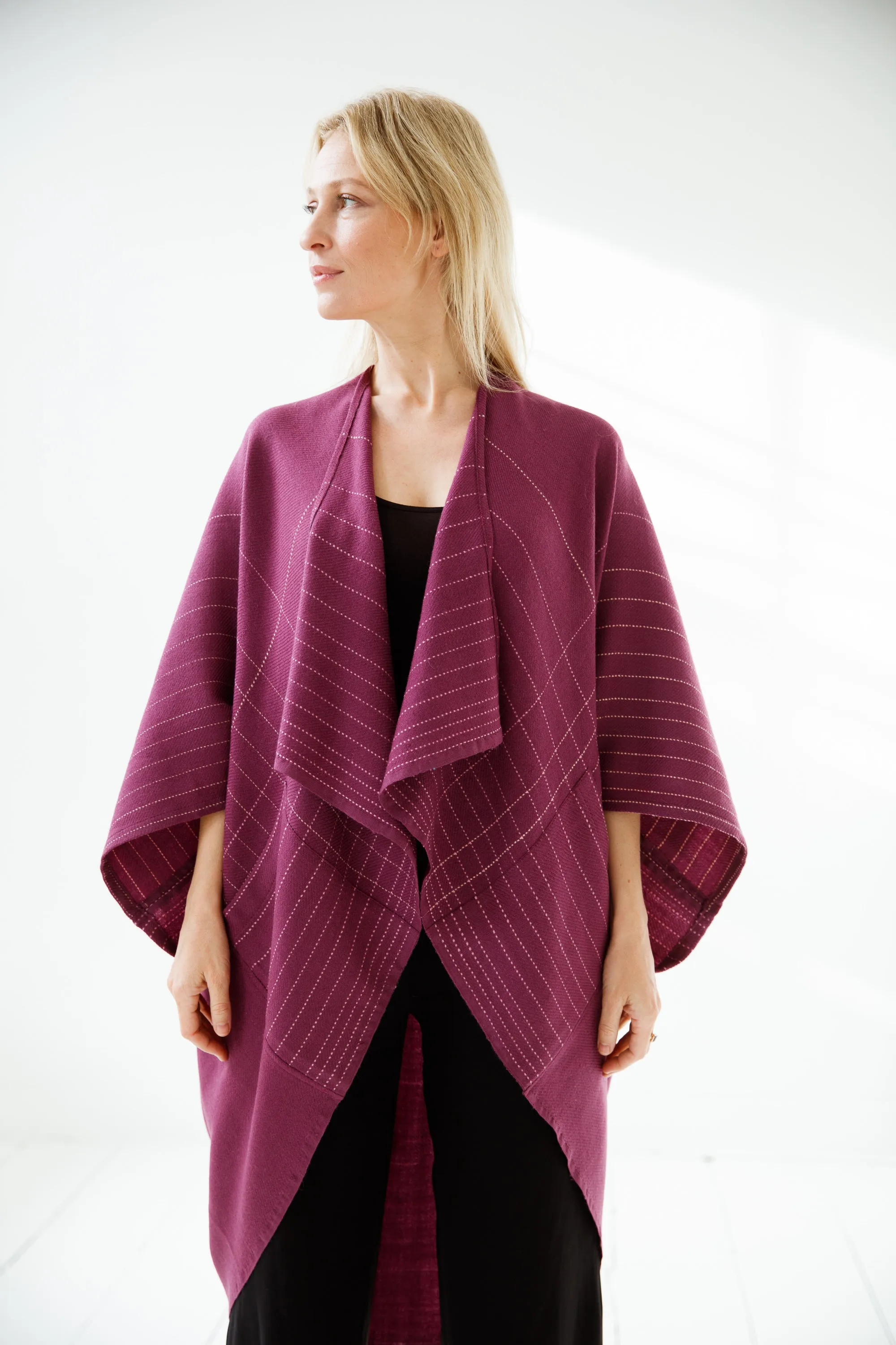 Wool Kimono Warm Plum