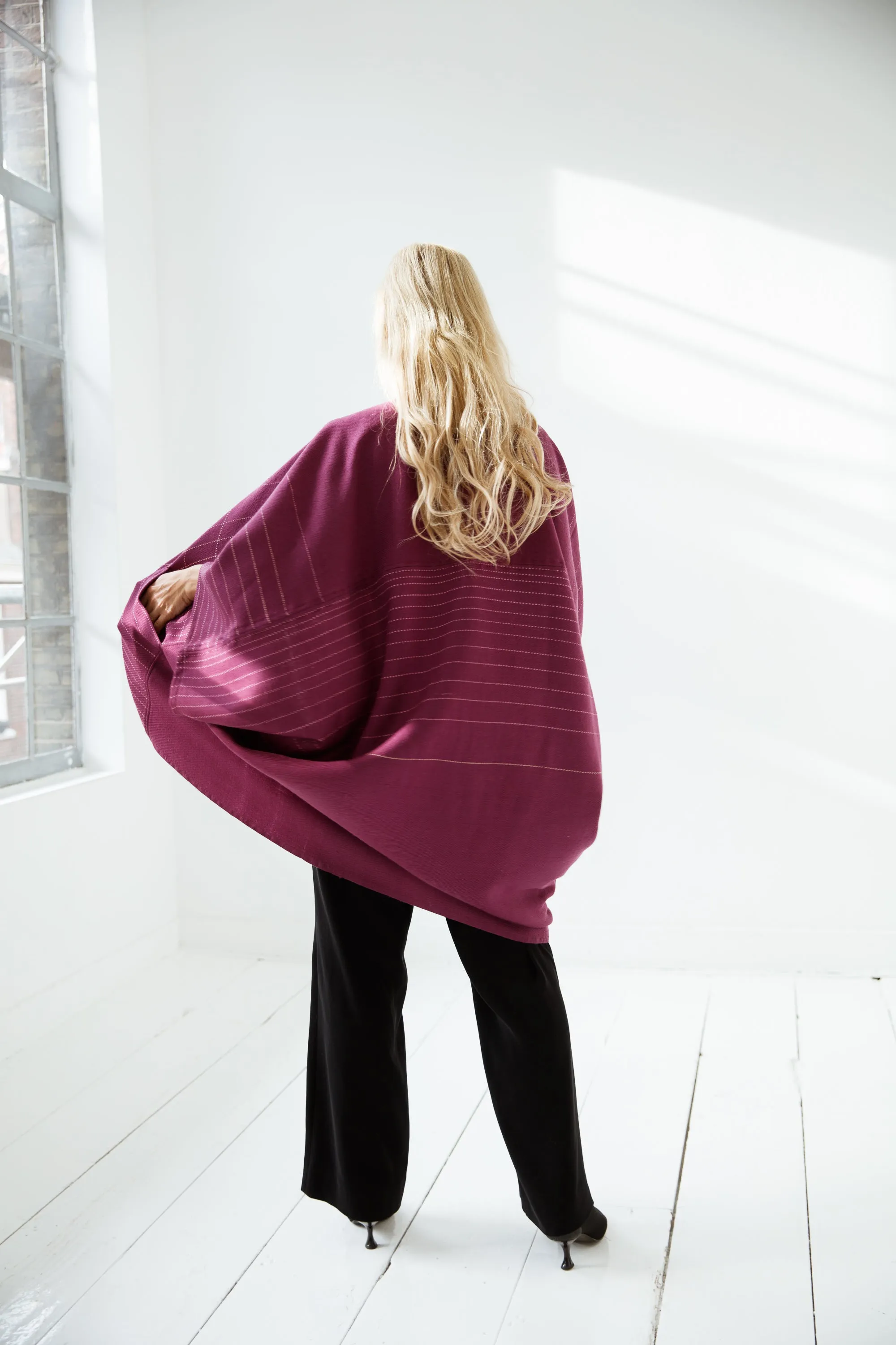 Wool Kimono Warm Plum