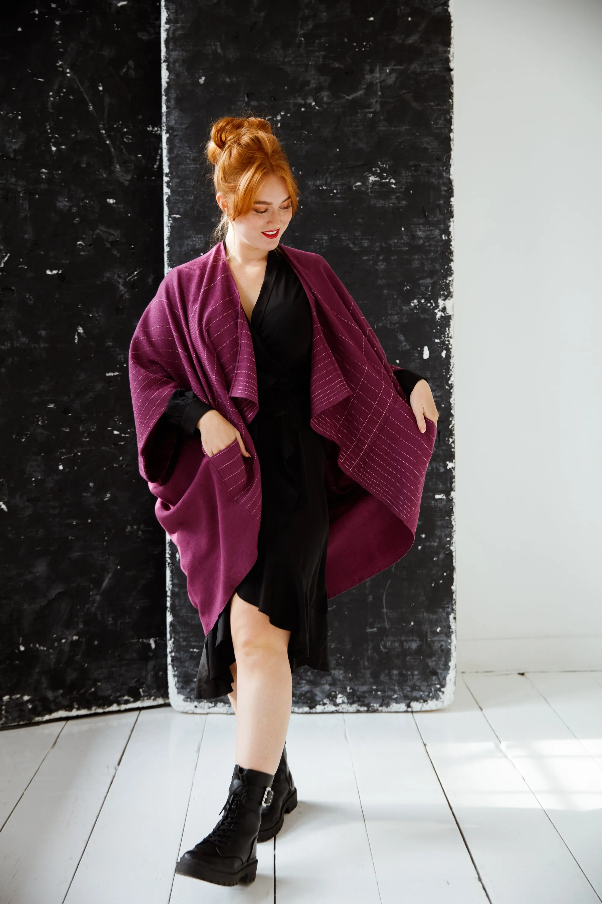 Wool Kimono Warm Plum