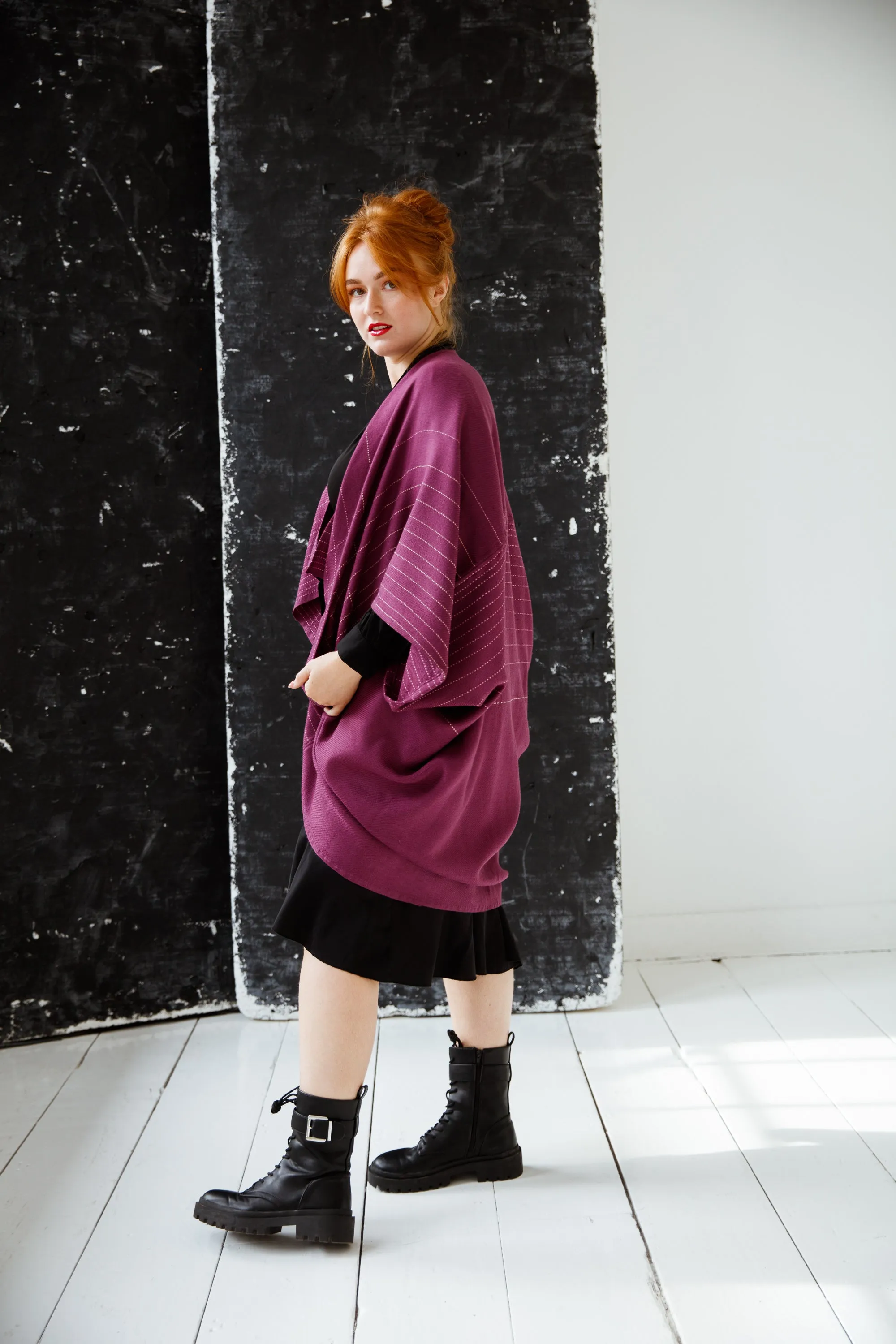 Wool Kimono Warm Plum