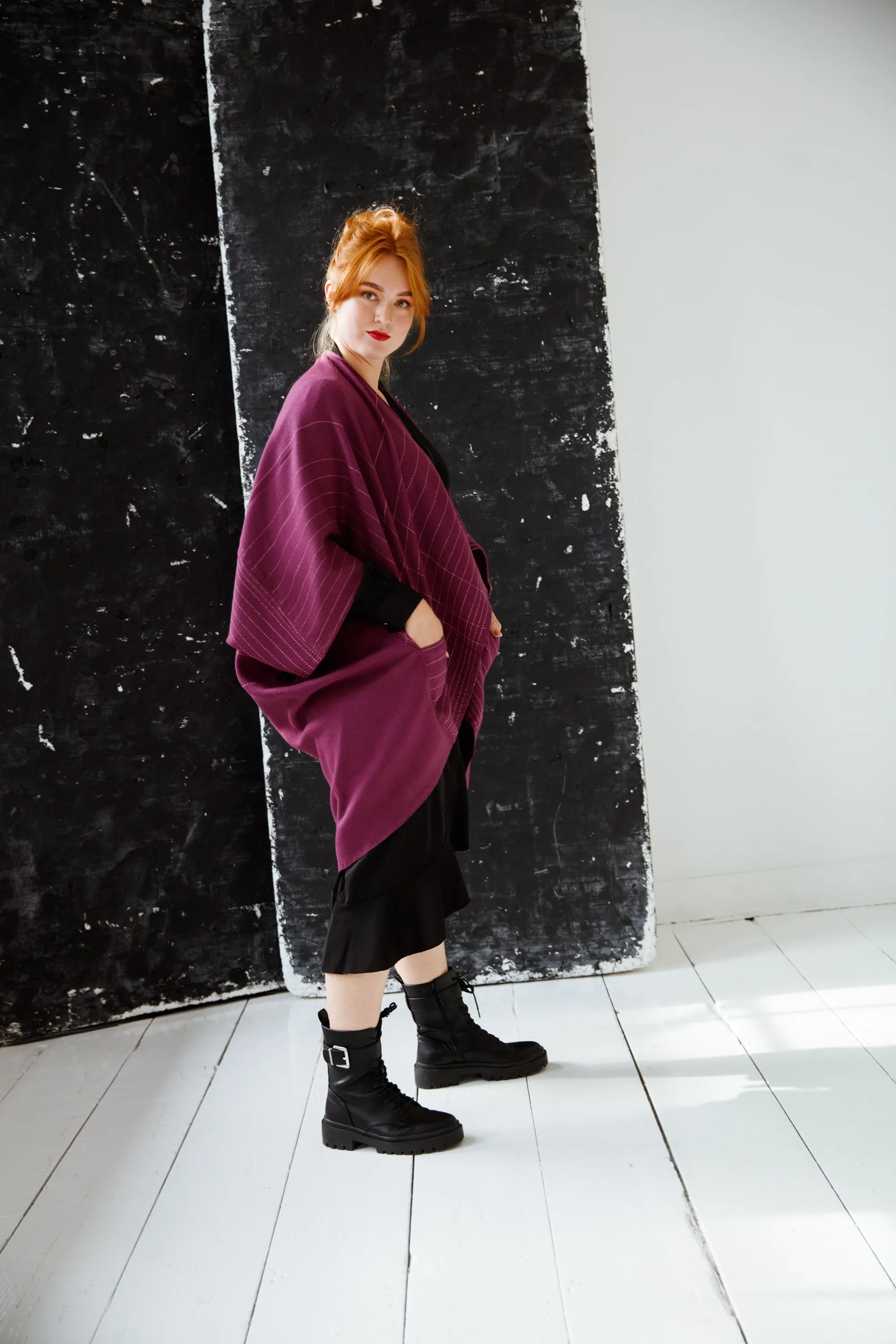 Wool Kimono Warm Plum