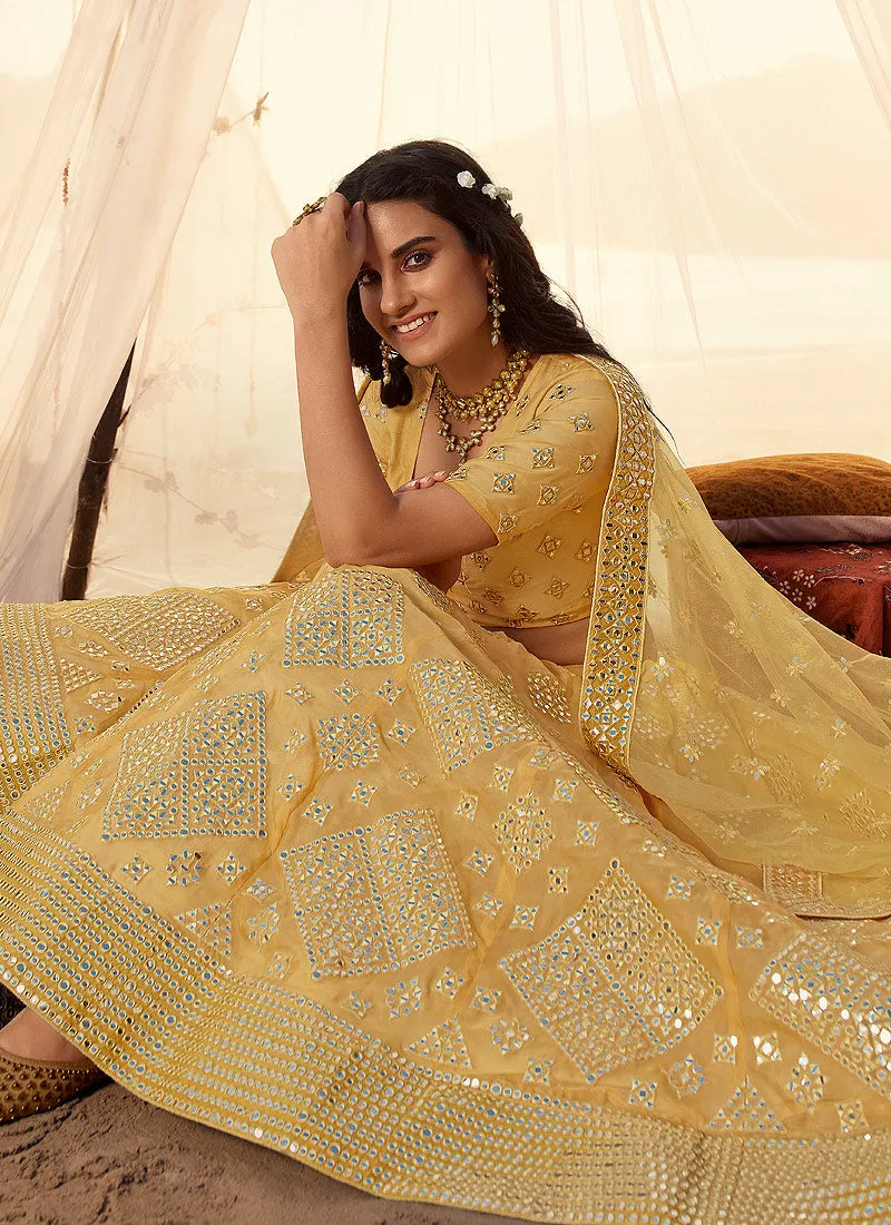 Yellow Embroidered Lehenga Choli
