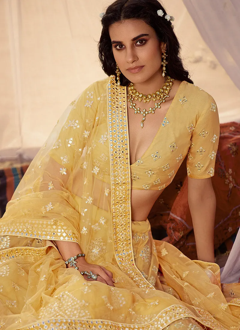 Yellow Embroidered Lehenga Choli