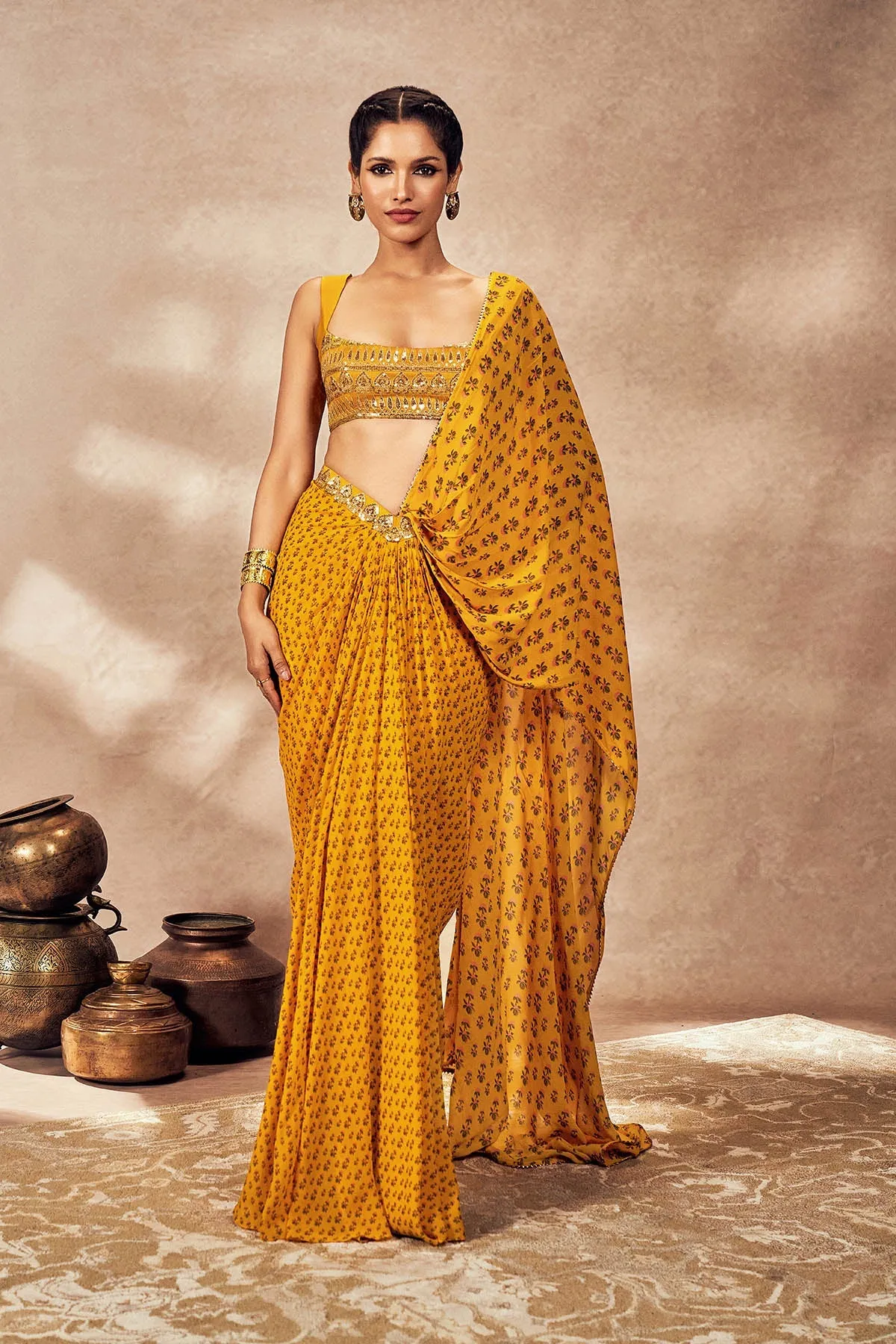 Yellow Pixie Dust Drape Saree