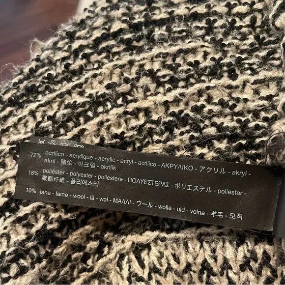 ZARA KNITS Oversized Chunky Knit Cardigan Sweater Ecru Black 3859/131 Sz Small